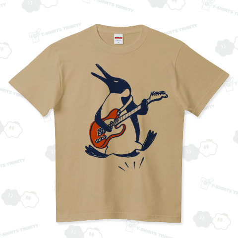 ロック ギター ペンギン rock guitar penguin ハイクオリティーTシャツ(5.6オンス)