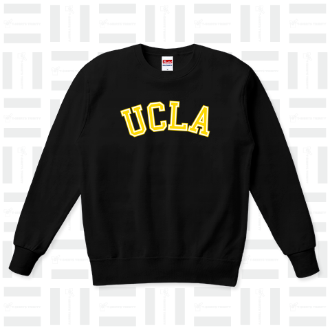 UCLA文字タイポグラフィデザインプリント(イエローバージョン)/タイポグラフィ,文字,UCLA,Tシャツ,ロンT,パーカー,スウェット