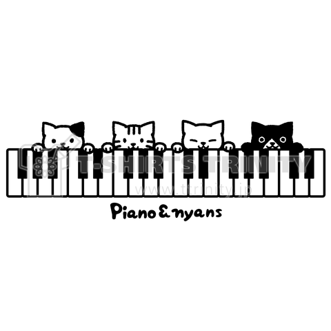 4匹の猫と鍵盤