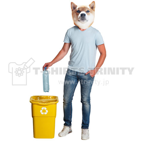 ゴミを捨てる犬
