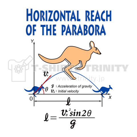 カンガルーの放物線運動による飛距離の求め方