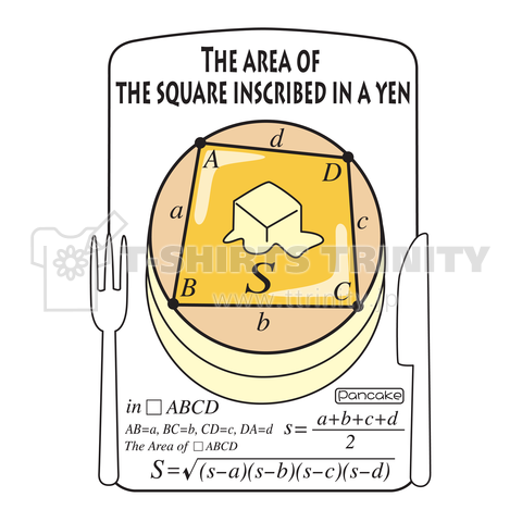 ホットケーキの円に内接するハチミツ四角形の面積