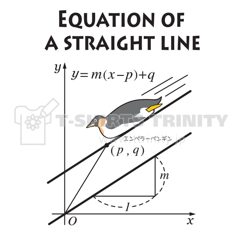 直線の方程式上を滑り降りるエンペラーペンギン