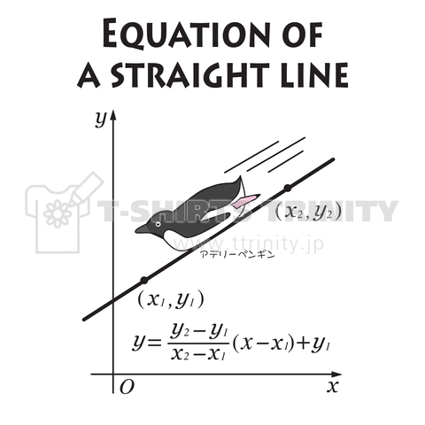 直線の方程式上を滑り降りるアデリーペンギン
