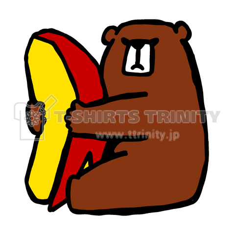 かたくなにリンゴを離さないクマ