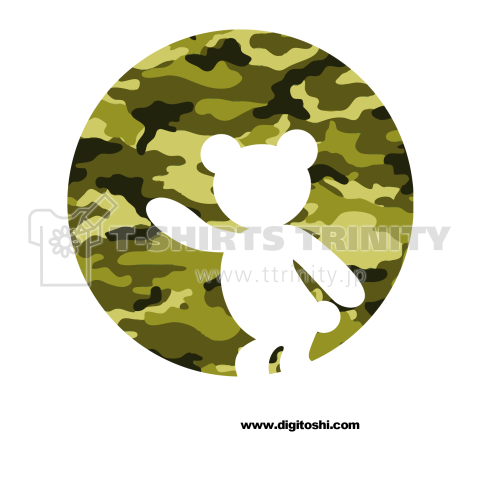 camouflage bear 02(迷彩色の丸の中のベア)