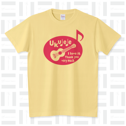 ウクレレ音符(おんぷ)UKULELE・アイテム・グッズ・Pink スタンダードTシャツ(5.6オンス)