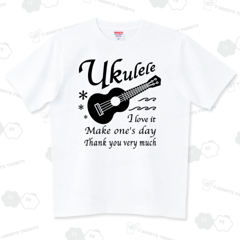 ウクレレ・UKULELE・楽器・Tシャツ アイテム・グッズ・デザイン・イラスト・ハワイアン・Black・黒