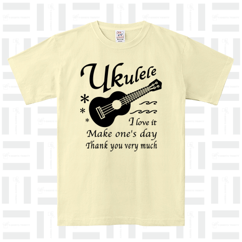 ウクレレ・UKULELE・楽器・Tシャツ アイテム・グッズ・デザイン・イラスト・ハワイアン・Black・黒