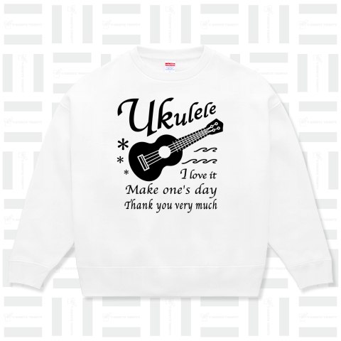 ウクレレ・UKULELE・楽器・Tシャツ アイテム・グッズ・デザイン・イラスト・ハワイアン・Black・黒