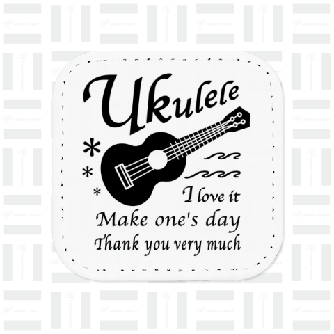 ウクレレ・UKULELE・楽器・Tシャツ アイテム・グッズ・デザイン・イラスト・ハワイアン・Black・黒