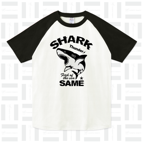 サメ(鮫)シャーク デザイン・イラスト・アイテム・Tシャツ・グッズ・黒・サンダー・SHARK (SAME)(C)