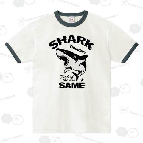 サメ(鮫)シャーク デザイン・イラスト・アイテム・Tシャツ・グッズ・黒・サンダー・SHARK (SAME)(C)