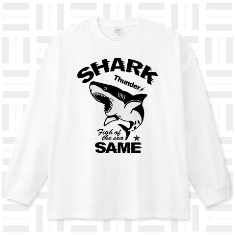 サメ(鮫)シャーク デザイン・イラスト・アイテム・Tシャツ・グッズ・黒・サンダー・SHARK (SAME)(C)