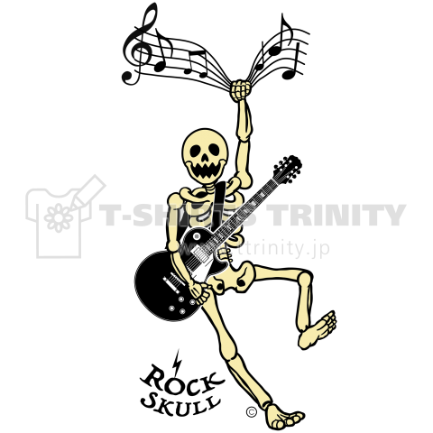 ドクロ ぶら下がり スカル ロックギター スケルトン 骸骨 ガイコツ Rock Skull Guitar デザインtシャツ通販 Tシャツトリニティ