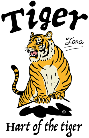 虎トラタイガー 崖の上の虎 とら 吠える虎 アニマル 動物 猛獣 猛虎 アイテム グッズ かわいい かっこいい 虎 イラスト Tiger シンプル デザイン オリジナル Tシャツ デザインtシャツ通販 Tシャツトリニティ