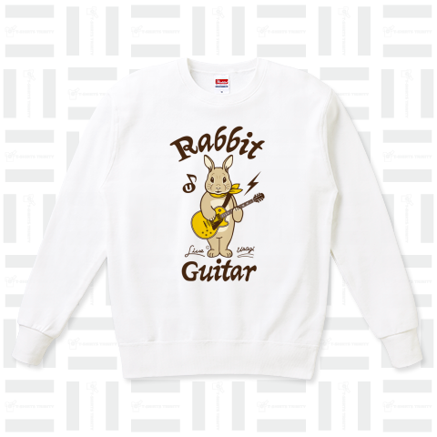 うさぎギター(Rabbit)ラビット・ネザーランドドワーフ・ウサギ・ギター・音楽・演奏・楽器・小動物・絵・ライブ・デザイン・イラスト・Tシャツ・グッズ・アニマル・かわいい・イラスト・Guitar