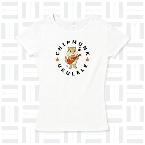 シマリス・ウクレレ・Tシャツ・CHIPMUNK UKULELE・イラスト・デザイン・アイテム・小動物・音楽・楽器・グッズ・演奏・かわいい・リス・なつく・ペット・オリジナル(C)