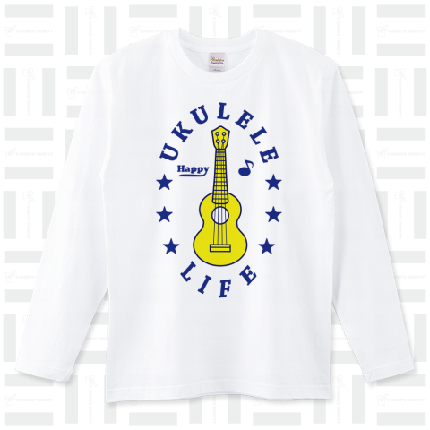 ウクレレ・UKULELE・黄・音楽・Tシャツ アイテム・グッズ・デザイン・楽器・イラスト・星・リズム・音符・かわいい・happy・ウクレレ女子・ウクレレ男子