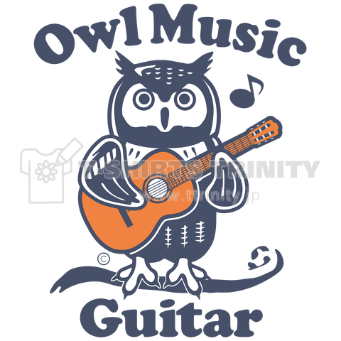 フクロウ 梟 ふくろう ギター Tシャツ Owl アイテム イラスト