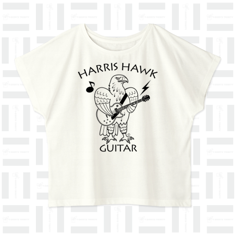 ハリスホーク・ギター・鷲・鷹・音楽・モモアカノスリ・なつく・ペット・狩り・Harris Hawk・イラスト・Guitar・絵・鳩よけ・鳥・猛禽・タカ目タカ科・オリジナル作品(C)