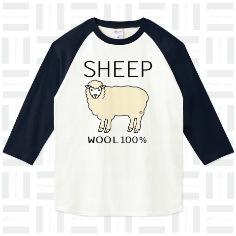 羊・ひつじ・イラスト・デザイン・ひつじグッズ・羊グッツ・動物・アニマル・かわいい・sheep・Tシャツ・トートバック・羊・未・WOOL100%・ウール100%・オリジナル(C)