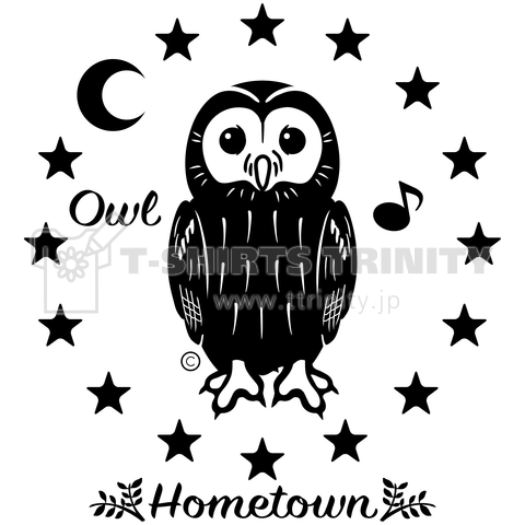 フクロウ・グッズ・モリフクロウ・イラスト・デザイン・OWL・グッズ・ウラルアウル・鳥・かわいい・Tシャツ・トートバック・鳥類・知恵の象徴・不苦労・ホームタウン・・オリジナル(C)
