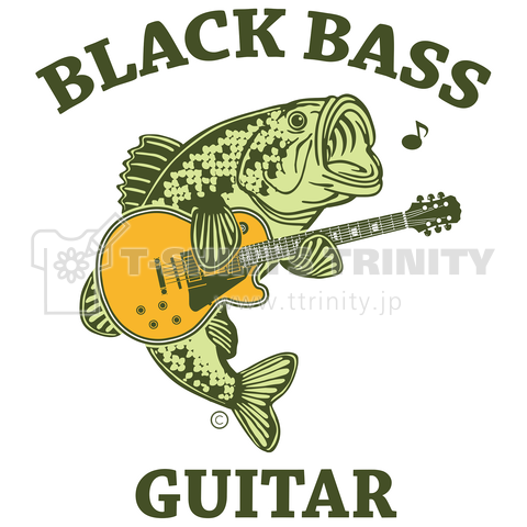 ブラックバス・ギター【著作権オリジナル作品】・Black bass・ブラックバスデザイン・ブラックバスイラスト・ブラックバスグッズ・オモシロ・音楽・楽器・魚・