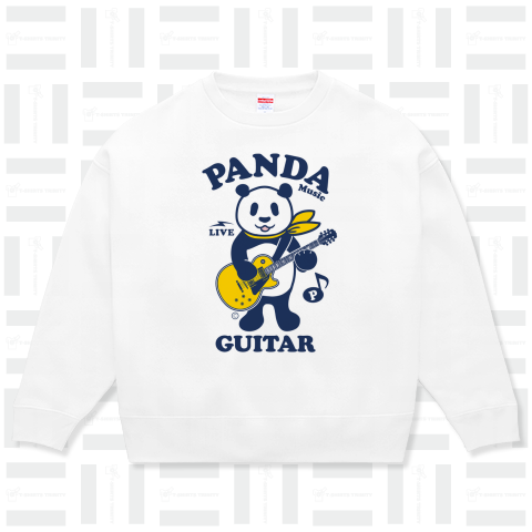 パンダ・ギター・楽器・デザイン・Tシャツ・音楽・動物・グッズ・ギタリスト・GUITAR・Music・楽器演奏パンダ・ギターを弾くパンダ・黄色いギター・かわいいパンダイラスト・絵・オリジナル