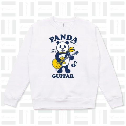 パンダ・ギター・楽器・デザイン・Tシャツ・音楽・動物・グッズ・ギタリスト・GUITAR・Music・楽器演奏パンダ・ギターを弾くパンダ・黄色いギター・かわいいパンダイラスト・絵・オリジナル
