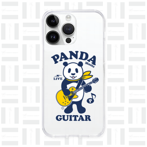 パンダ・ギター・楽器・デザイン・Tシャツ・音楽・動物・グッズ・ギタリスト・GUITAR・Music・楽器演奏パンダ・ギターを弾くパンダ・黄色いギター・かわいいパンダイラスト・絵・オリジナル