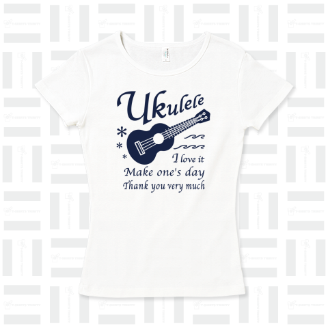 ウクレレ・UKULELE・楽器・音楽・Tシャツ・ウクレレアイテム・グッズ・デザイン・イラスト・ハワイアン・ミュージック・ウクレレスタイル・陽気・楽しい・常夏・趣味・ギター・ライフスタイル・紺