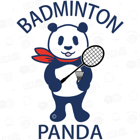 パンダ・バドミントン・Badminton・全身・動物スポーツ・おしゃれ・パンダイラスト・ラリー・デザイン・かわいい・羽球・シャトル・スマッシュ・ラケット・プレーヤー・選手・オリジナル(C)