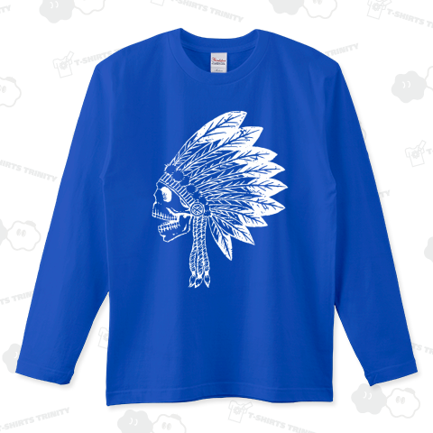 インディアン(ロングTシャツ)|デザインTシャツ通販【Tシャツトリニティ】 フラットヘッド リンガーTシャツ グレー 杢 アメカジ インディアン