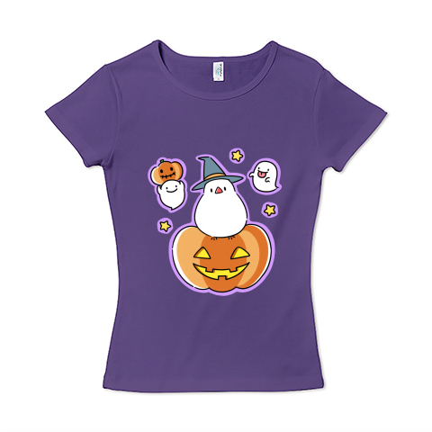 文鳥とハロウィン 紫線 デザインtシャツ通販 Tシャツトリニティ