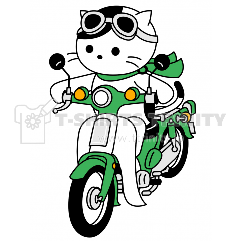 ビジネスバイクに乗る猫