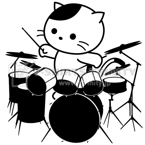 ドラム演奏の猫