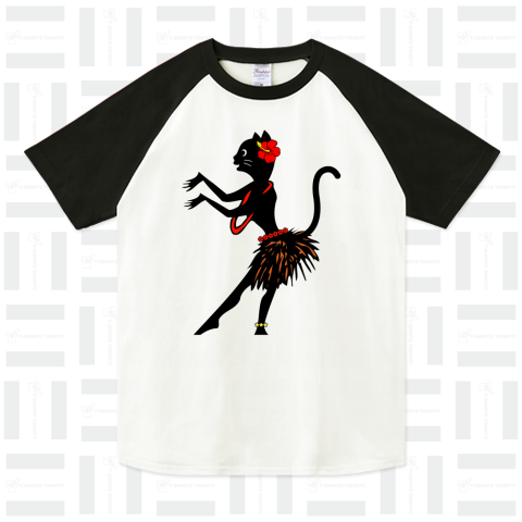 フラダンスを踊る黒猫