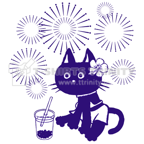 花火大会の黒猫ちゃん