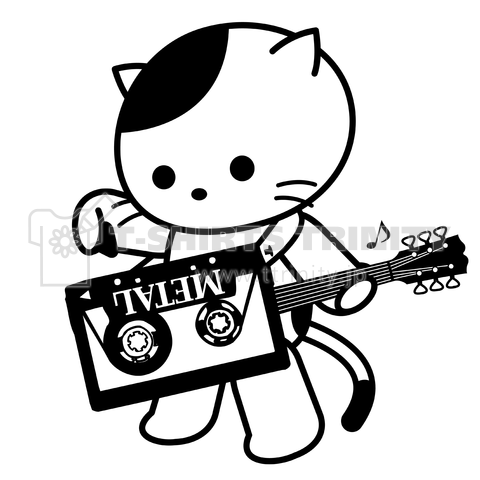 メタルギターと猫