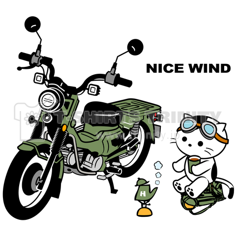 NICE WIND「カーキのバイクと猫」