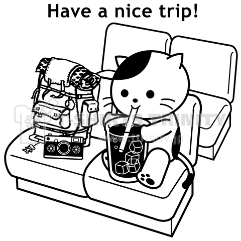 「良い旅を!」乗り物で旅する猫