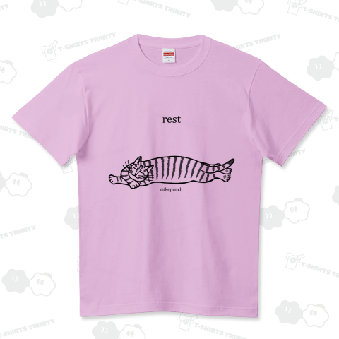 猫がごろ寝 rest ハイクオリティーTシャツ(5.6オンス)