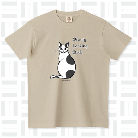 見返り美人猫 オーガニックコットンTシャツ(5.3オンス)