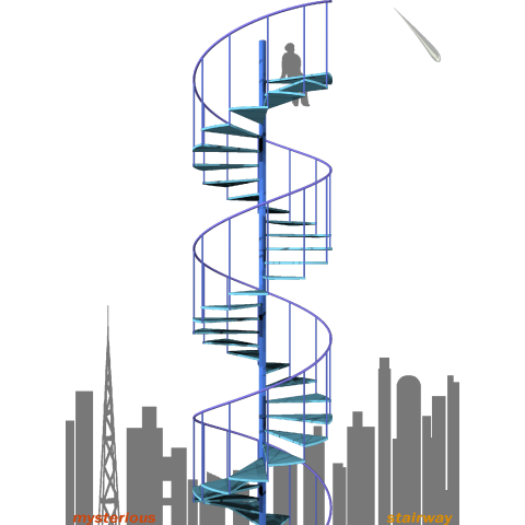 回り階段と流星