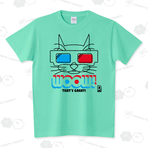 Rocka:3D GLASSES CAT(color_01) スタンダードTシャツ(5.6オンス)