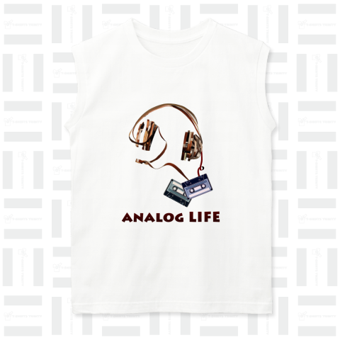 「伸びたカセットテープのヘッドフォン ANALOG LIFE」