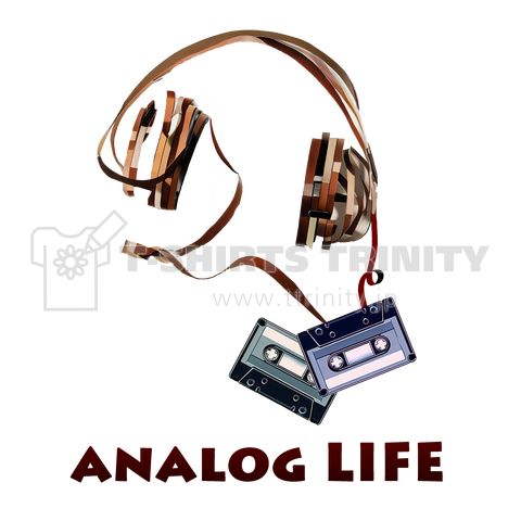 「伸びたカセットテープのヘッドフォン ANALOG LIFE」