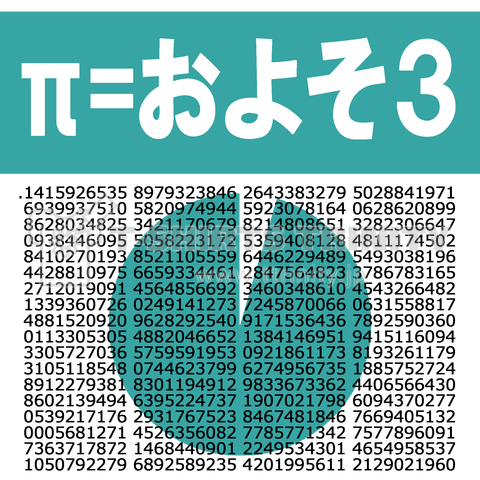 「π=およそ3」(white)