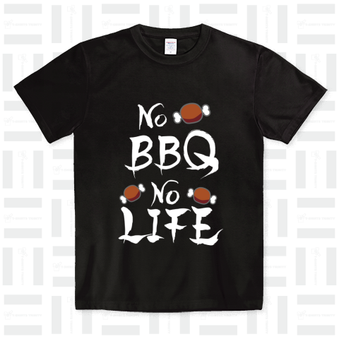 筆文字「NO BBQ NO LIFE 」verB(white)